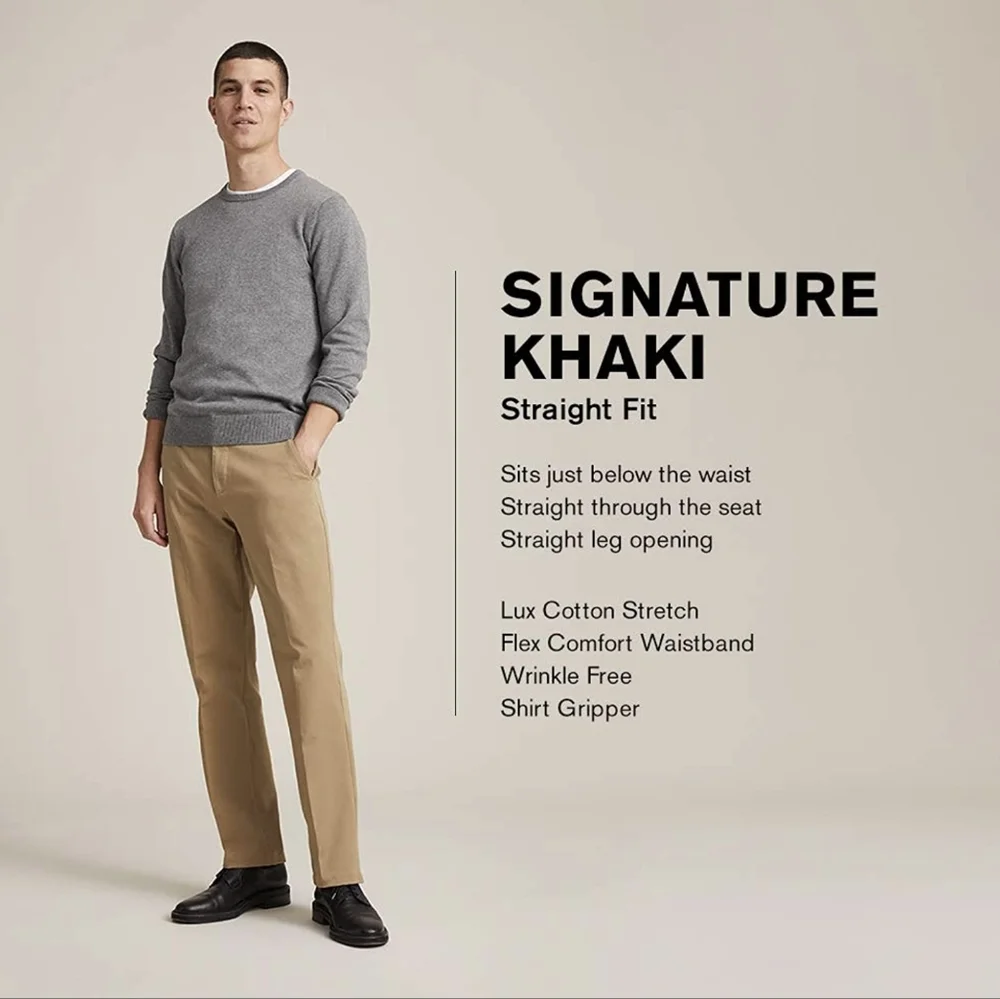DOCKERS | Men’s Straight Fit Khaki Pants Lux Cotton Stretch Wrinkle Free - Picture 4 of 9